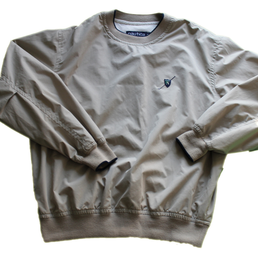 Vintage Nautica Golf Pull Over Wind Breaker Beige